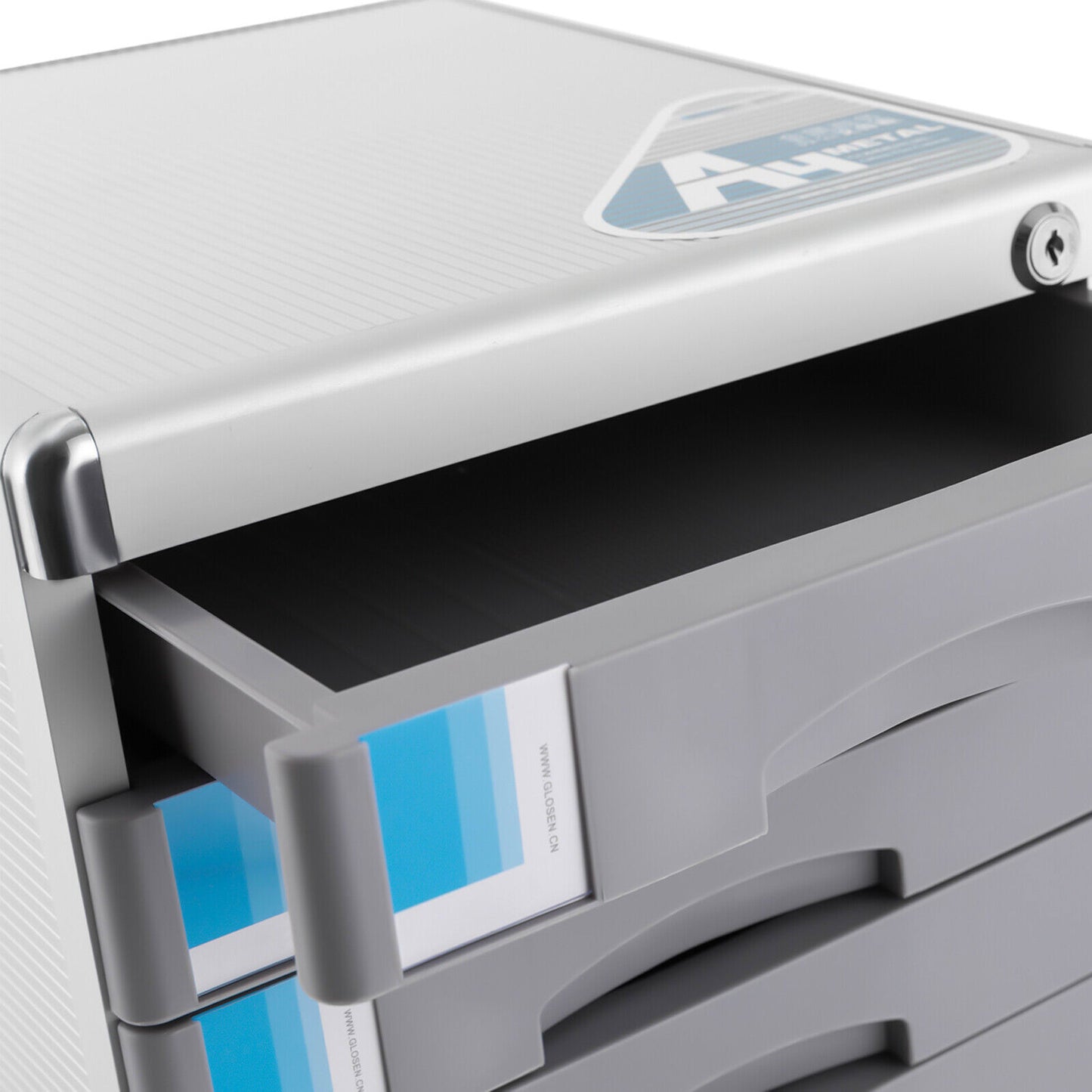 Ladeblok – Ladekast – Archiefkast – Rolcontainer – Opbergkast – 7 Lades – Met Slot en Sleutels – Aluminiumlegering – Compacte Desktop Organizer 30x36x40,5 cm
