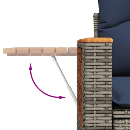 Tuinkussen Set – Tuinmeubel – Loungeset – Balkonmeubels – Buitenmeubels – Weerbestendig PE-Rattan – Uitklapbare Zijtafels – Wit