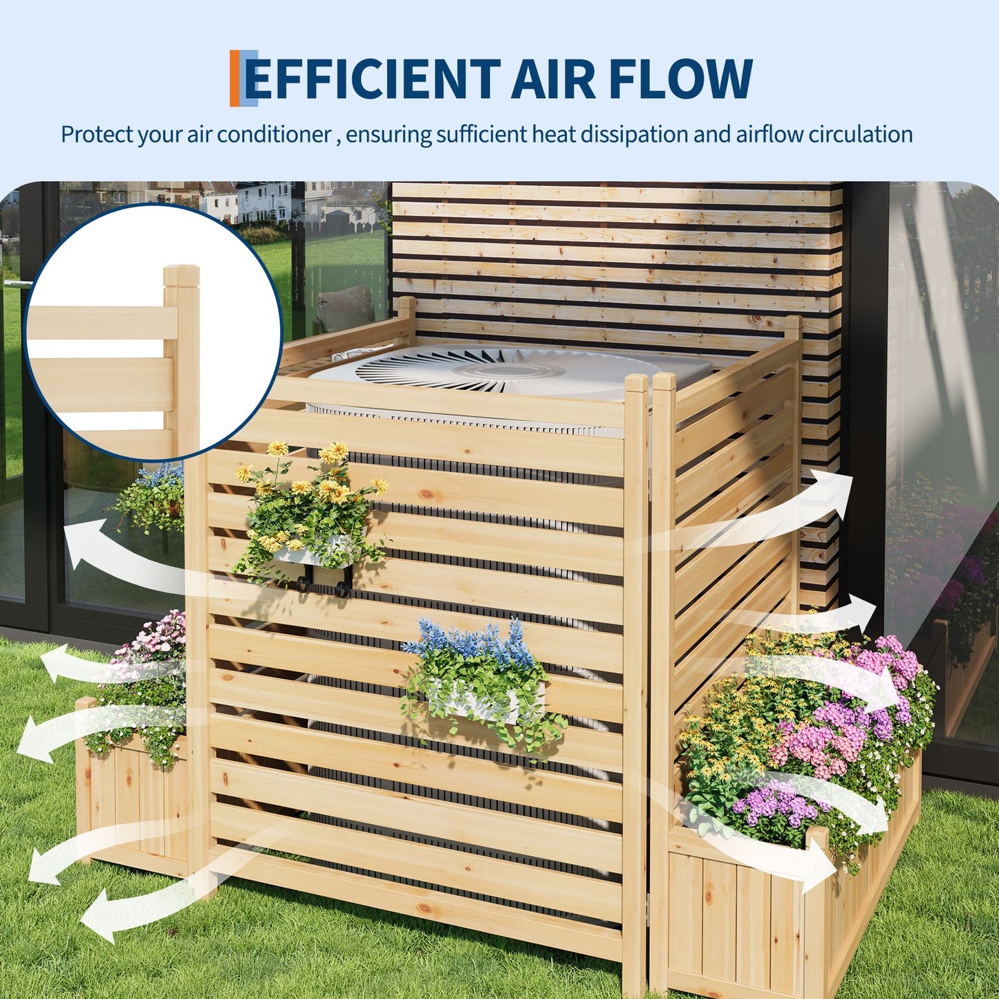Houten Bloembak – Plantenbak – Bloempot – Tuinbak – Balkonbak – Met Privacy Scherm – Groot Formaat 55,88x101,6 cm – Duurzaam Geolied Hout