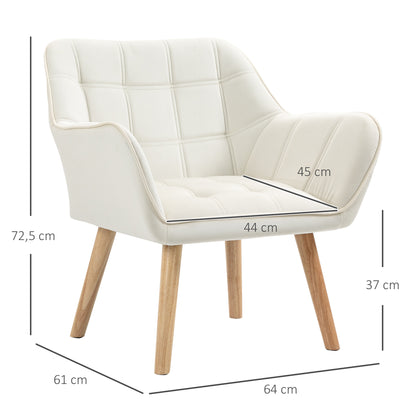 Fauteuil – Relaxfauteuil – Loungefauteuil – Leunstoel – Scandinavische Fauteuil – Fluweelachtige Bekleding – Verhoogde Rubberhouten Poten – Compact 64x62x72,5 cm