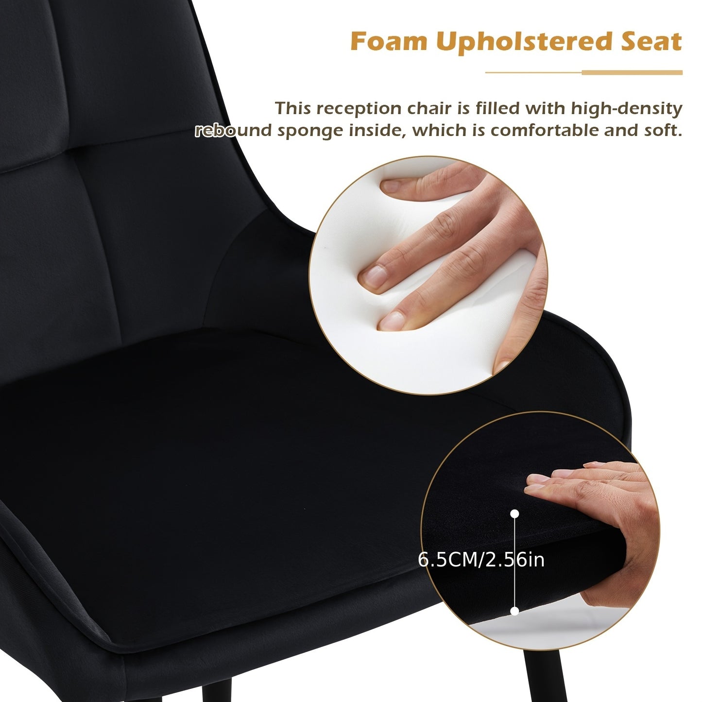 Eetkamerstoel – Stoel – Zaalstoel – Bistrostoel – Bureaustoel – Beige Fluwelen Bekleding – Ergonomisch Comfort – Metaal Frame – Set Van 2