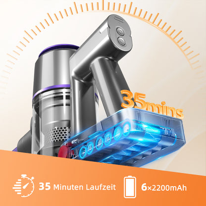 Aiidoits Cordless Vacuum Cleaner – 30000Pa, 300W, 35-Min Runtime, 6×2200mAh Battery, 1.4L Dustbin, Super Quiet, Anti-Tangle Brush – High-Capacity Cordless Vacuum with Long Battery Life, Flexible Cleaning for Hard Floors,