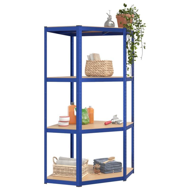 Opbergrek – Opbergkast – Stellingkast – Magazijnstelling – Opbergrek – 4 Lagen – Stalen Frame & Houten Planken – Extra Sterk & Gemakkelijk Te Monteren