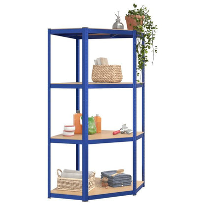 Opbergrek – Opbergkast – Stellingkast – Magazijnstelling – Opbergrek – 4 Lagen – Stalen Frame & Houten Planken – Extra Sterk & Gemakkelijk Te Monteren