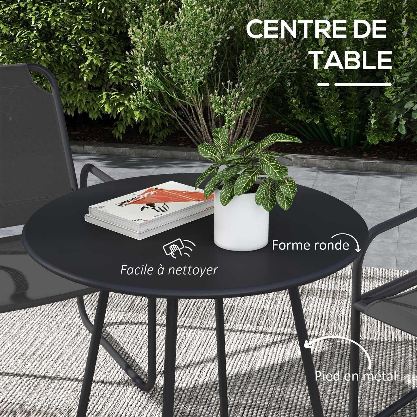 Tuinset – Tuinmeubilair – Bistroset – Loungeset – Balkonset – Gepoedercoat Staal – Ademend Textilene Grijs