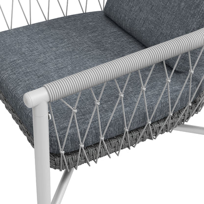 4-Delige Loungeset – Tuinmeubelset – Schommelstoel – Tuinstoelen – Loungestoelen – Grijs – Schommelfunctie – Weerbestendig Polyrattan Met Metalen Frame