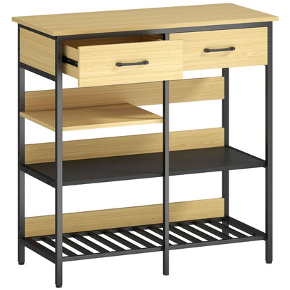 Sideboard – Dressoir – Opbergkast – Buffetkast – Keukenkast – Industrieel Design – Robuust Stalen Frame – 90x40x91 cm – Natuurlijke Houtlook