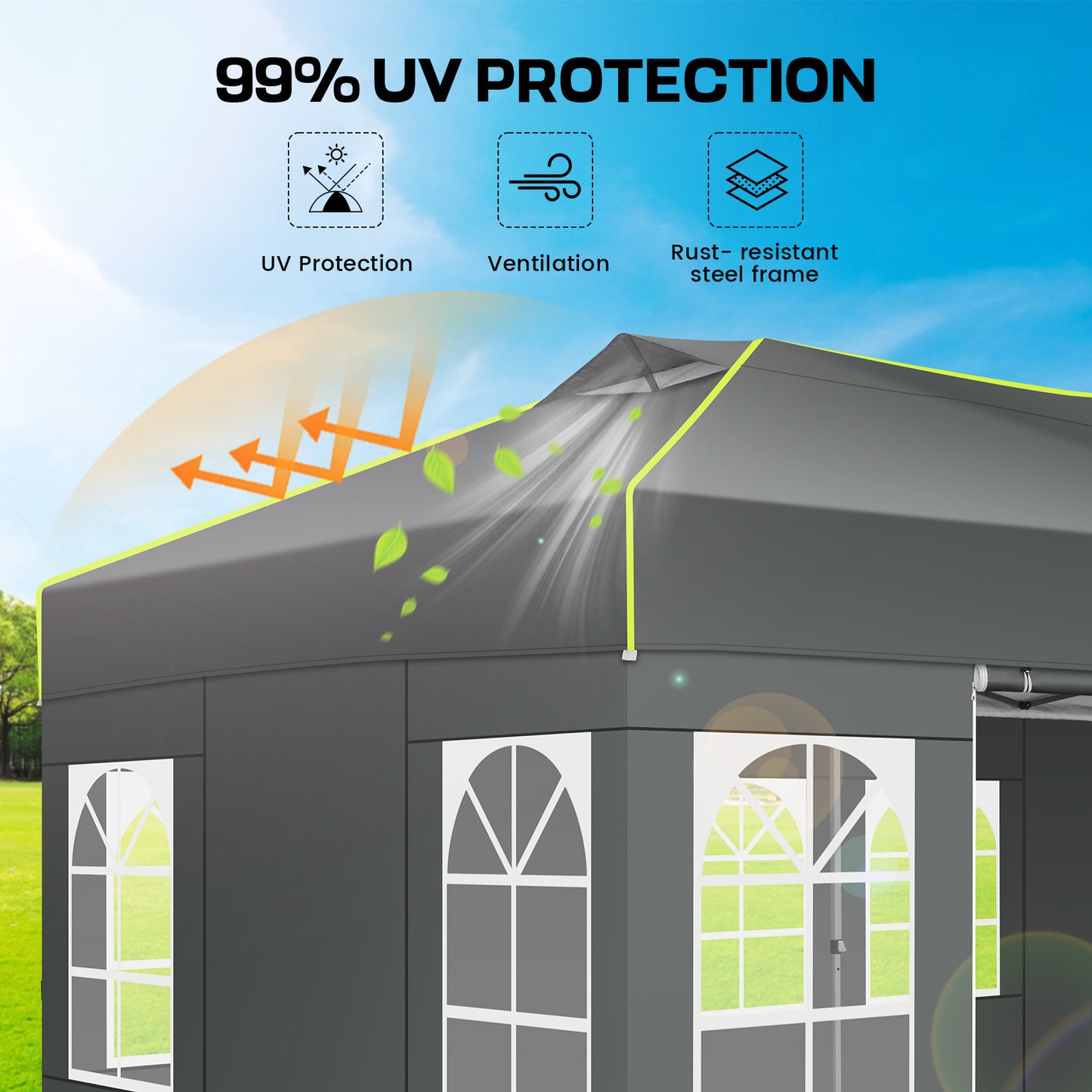 Pop-up Partytent – Zomertent – Vouwtent – Canopy – Tuinpaviljoen – 3x6m Met 6 Afneembare Zijwanden – Verstelbare Hoogte En Stevig Frame – Wit