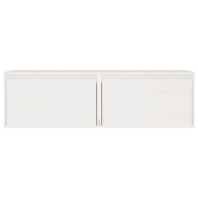 Wandplank – Opbergplank – Wandkast – Muurkast – Houten Wandplank – Set 2 Stuks Wit – Massief Grenen Hout – 60x30x35 cm