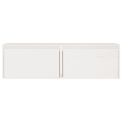 Wandplank – Opbergplank – Wandkast – Muurkast – Houten Wandplank – Set 2 Stuks Wit – Massief Grenen Hout – 60x30x35 cm