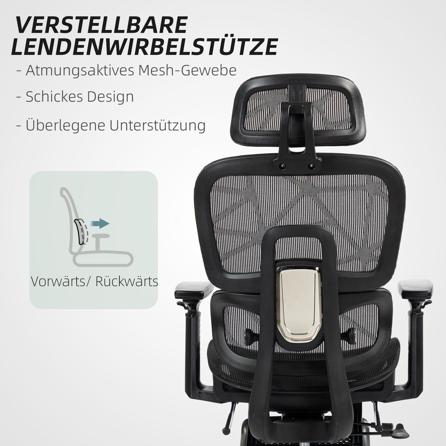Bureaustoel – Ergonomische Stoel – Office Chair – Draaistoel – Kantoorstoel – Verstelbare Hoofdsteun & Armleuningen – Mesh Bekleding Met Voetensteun