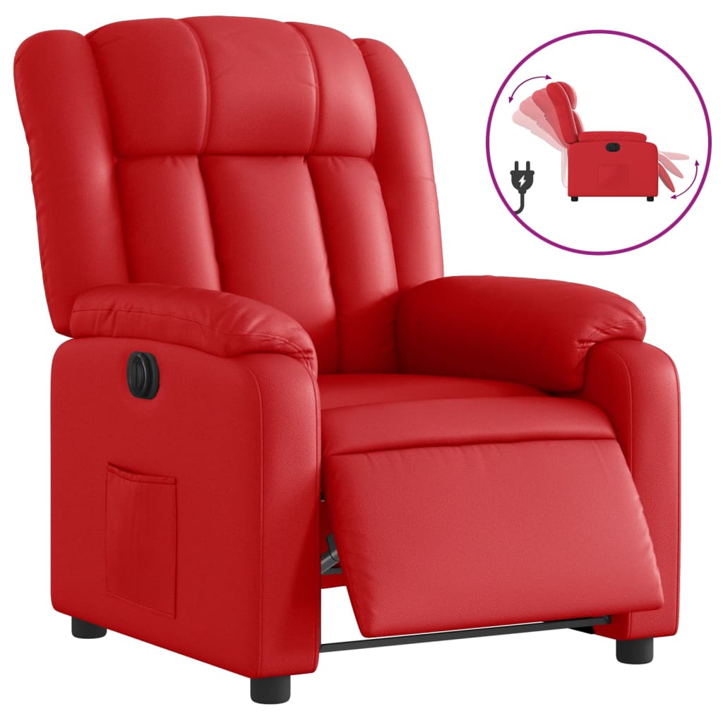 Elektrische Relaxstoel – Elektrische Relaxfauteuil – Elektrische TV-Stoel – Elektrische Ligstoel – Elektrische Massagestoel – Rood Kunstleer – Verstelbaar Tot 135°