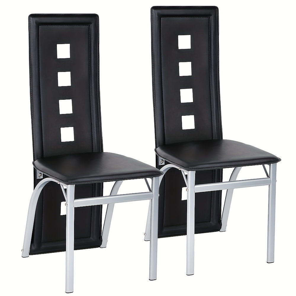 Eetkamerstoelen – Stoelen – Barstoelen – Keukenstoelen – Cafestoelen – Set Van 4 – Hoog Rugleuning – PU Bekleding – Comfortabel & Stevig – Zwart