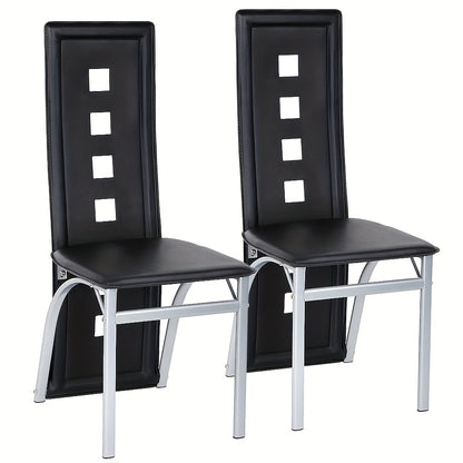 Eetkamerstoelen – Stoelen – Barstoelen – Keukenstoelen – Cafestoelen – Set Van 4 – Hoog Rugleuning – PU Bekleding – Comfortabel & Stevig – Zwart