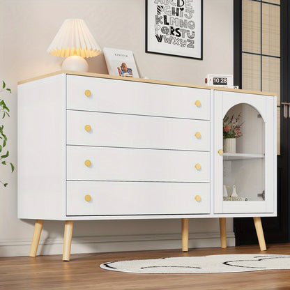 Wit Dressoir – Sideboard – Ladekast – Opbergkast – Buffetkast – 4 Ruime Lades – Modern Design – 120x40x77,5 cm