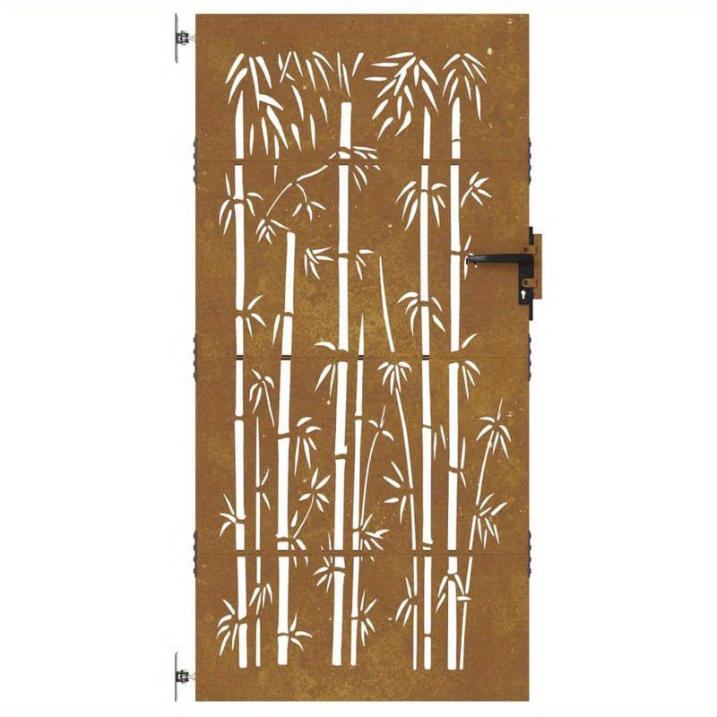 Poort – Tuinpoort – Buitenpoort – Metalen Poort – Stalen Poort – Bamboe Design – Cortenstaal – Weerbestendig – 85x200 cm