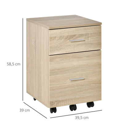 Opbergkastje Bureau – Ladekastje – Bureau Organizer – Kantoorkastje – Mobiele Opberger – Compact 39,5x39x58,5 cm – Spaanplaat Eikenhout Look – 5 Wieltjes Met Remmen