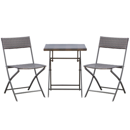 Bistroset – Tuinset – Balkonset – Tuinmeubel – Buitenmeubel – Inklapbaar – Zwart Metalen Frame Met Gevlochten Resin