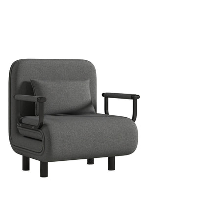 Inklapbare Slaapbank – Bedbank – Slaapbank – Loungestoel – Relaxstoel – Donkergrijs – 5-in-1 Multifunctioneel – Zachte Polyester Bekleding