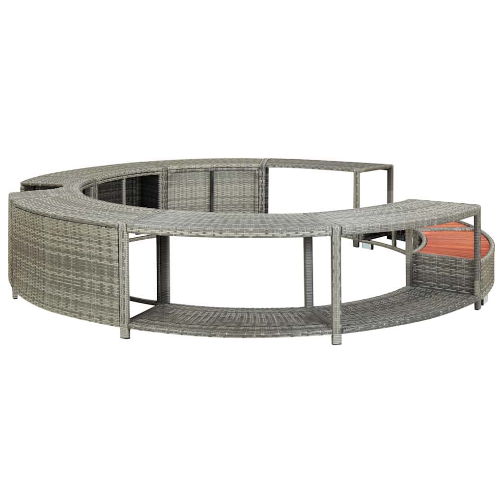 Hot Tub Afwerkset – Spa Rand Bescherming – Jacuzzi Ombouwset – Hot Tub Renovatie Kit – Zwarte Spa Accessoires – Waterbestendig Eucalyptus Hout – Ingebouwde Opbergruimte Met Batterijvak - Grijs