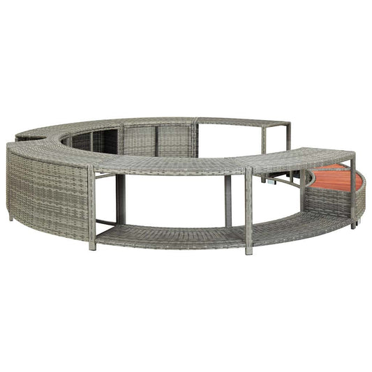 Hot Tub Afwerkset – Spa Rand Bescherming – Jacuzzi Ombouwset – Hot Tub Renovatie Kit – Zwarte Spa Accessoires – Waterbestendig Eucalyptus Hout – Ingebouwde Opbergruimte Met Batterijvak - Grijs