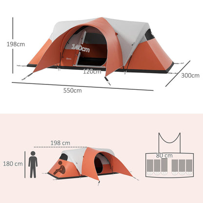 Large 5-6 Person Family Camping Tent with Front Porch - Heavy-Duty Portable Outdoor Tent for Group Camping,, Parties - Spacious Oval Tent for 5-6 s &, Ideal for Indoor/Outdoor Use (Red/White) - Holiday Gift