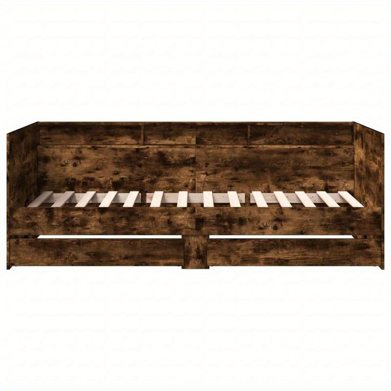 Slaapbank – Bank – Daybed – Logeerbed – Sofa Cama – Met Opberglades – Massief Hardhout – Ruimtebesparend 75x190 cm – Donker Eiken Afwerking