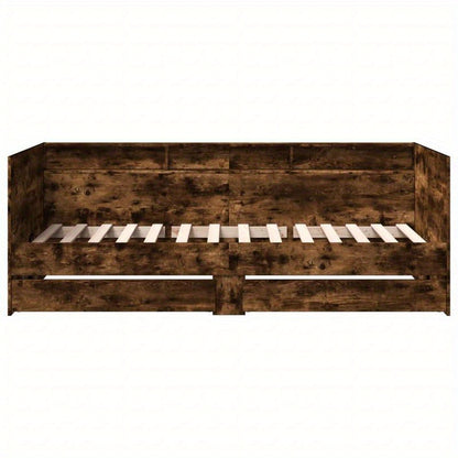 Slaapbank – Bank – Daybed – Logeerbed – Sofa Cama – Met Opberglades – Massief Hardhout – Ruimtebesparend 75x190 cm – Donker Eiken Afwerking