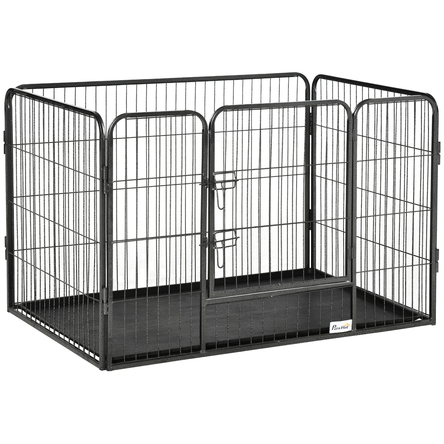 Hondenren – Hondenomheining – Hondenkooi – Hondenrenhek – Zwart – Metalen Frame – 109x74x71 cm – Dubbele Sluiting