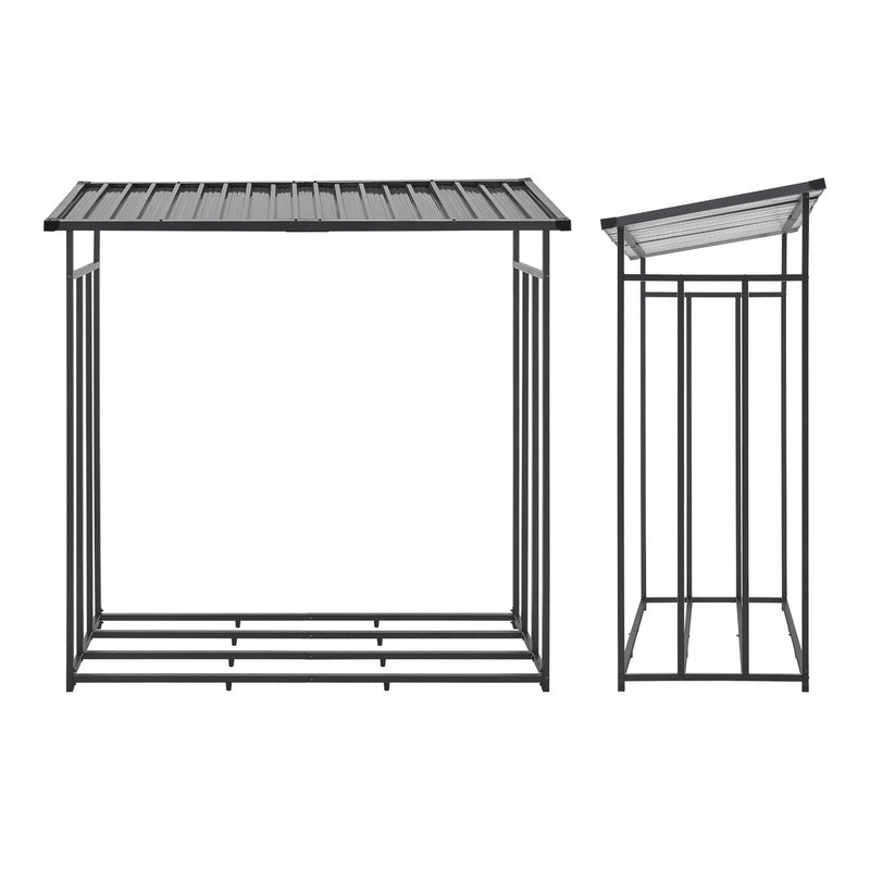 Houtopslagrek – Brandhoutrek – Haardhout Opbergrek – Buiten Houtopslag – Metalen Houtrek – Weerbestendig – 145x143x70 cm