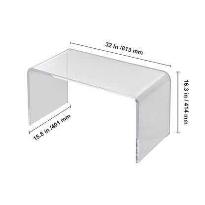 Acryl Bijzettafel – Sidetable – Salontafel – Bijzettafeltje – Eettafeltje – Transparant C-Vormig Design – Stevig 20 mm Acryl