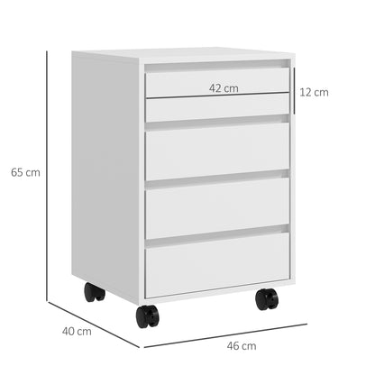 Mobiele Ladekast – Opberglade Kast – Bureaukast – Rollende Ladekast – Kantoorkast – 4 Lades – E1 MDF Hout – Wieltjes Met Rem