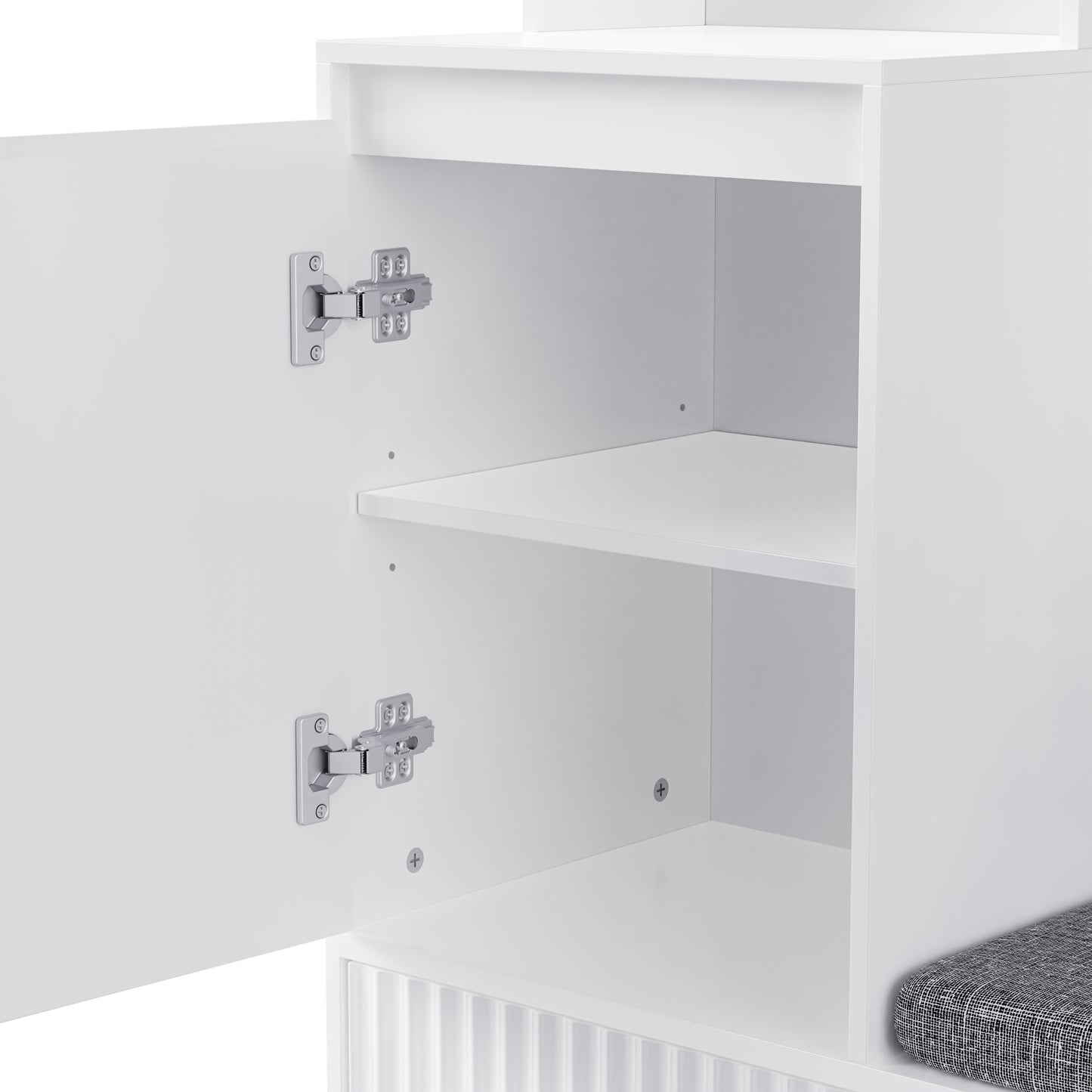 Garderobekast – Kapstok – Schoenenkast – Schoenbank – Halmeubel – 6-in-1 Multifunctioneel – MDF Wit – 100x35x180 cm – Anti-Kantel Veiligheid