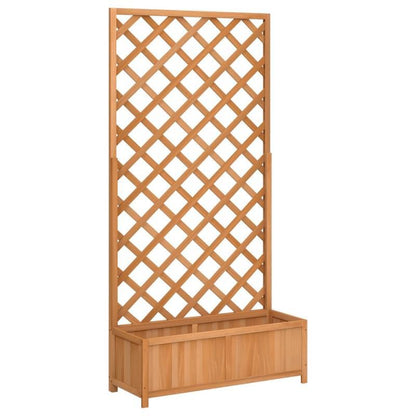Houten Plantenbak – Bloembak – Tuinbak – Bloempot – Plantenbak Met Trellis – Massief Vurenhout – Rustieke Bruine Afwerking – Compact & Duurzaam