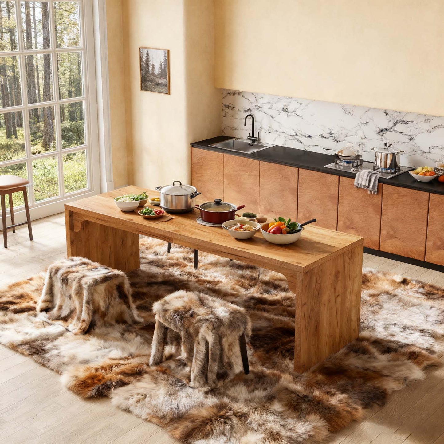 180x59x75cm Extra Long Dining Table | Multi Functional Farmhouse Brown Dinner Table for Home Dining, Conference Meal, Family Gathering, Daily Gift Idea and Home Essential - BYBLIGHT, Contemporary Style, Engineered Wood Top an