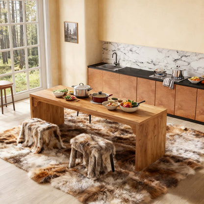 180x59x75cm Extra Long Dining Table | Multi Functional Farmhouse Brown Dinner Table for Home Dining, Conference Meal, Family Gathering, Daily Gift Idea and Home Essential - BYBLIGHT, Contemporary Style, Engineered Wood Top an