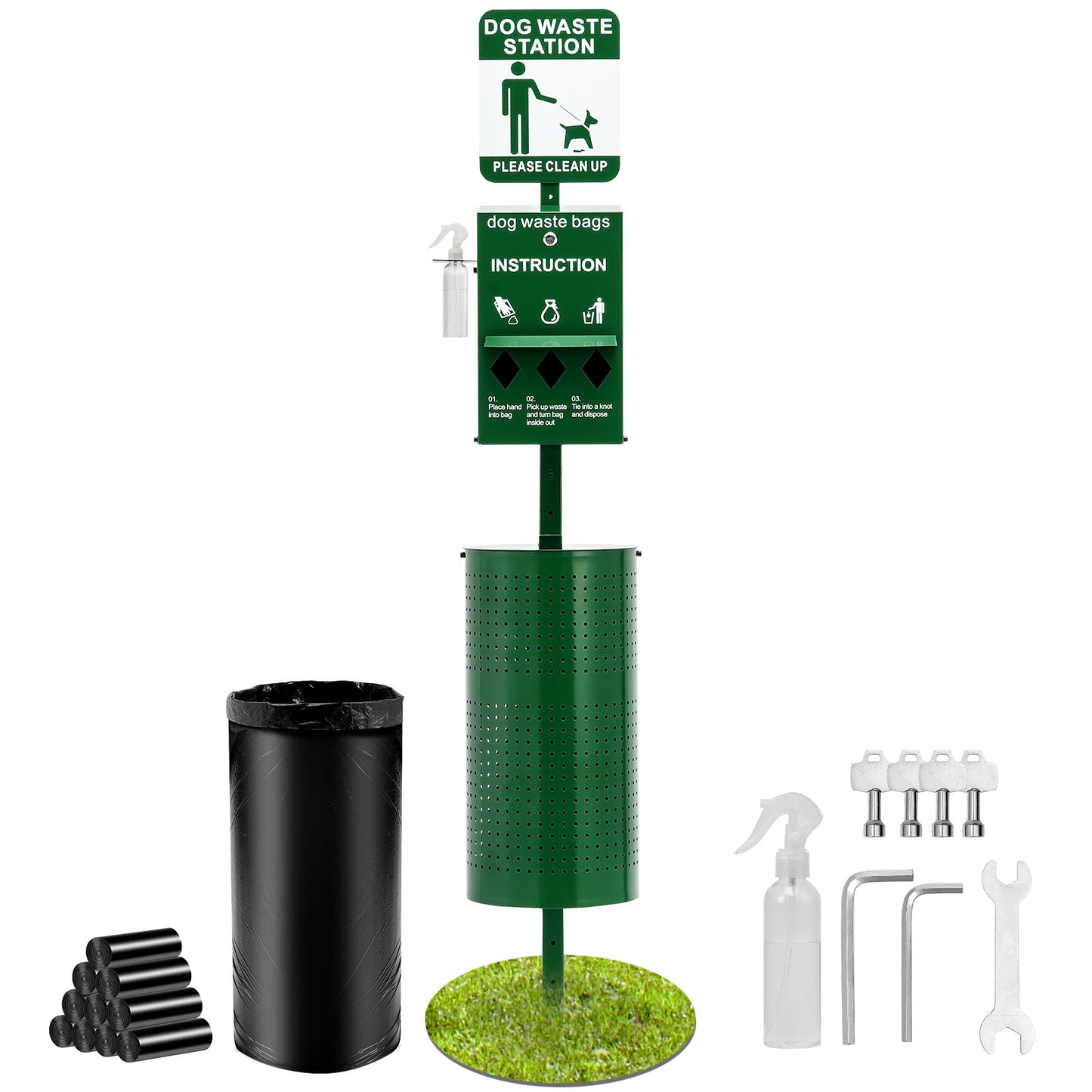 Afvalstation Hondenpoep – Hondenpoepbak – Poepstation – Hondenafvalbak – Poepzakhouder – 43,5 Liter Capaciteit – Gegalvaniseerd Staal Weerbestendig