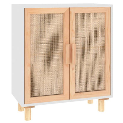 Dressoir – Opbergkast – Ladekast – Commode – Kast – Massief Grenenhout & Rotan – 2 Deuren Met Slot – 60x30x70 cm – Direct Gebruiksklaar