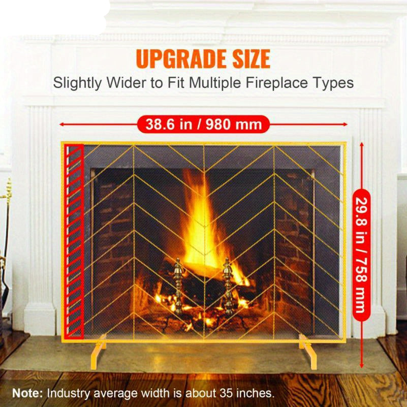 Haardscherm – Haardhek – Vonkenscherm – Openhaardscherm – Kachelbescherming – IJzeren Gaasframe – Vrijstaand – 980x758 mm