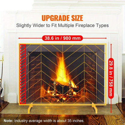 Haardscherm – Haardhek – Vonkenscherm – Openhaardscherm – Kachelbescherming – IJzeren Gaasframe – Vrijstaand – 980x758 mm