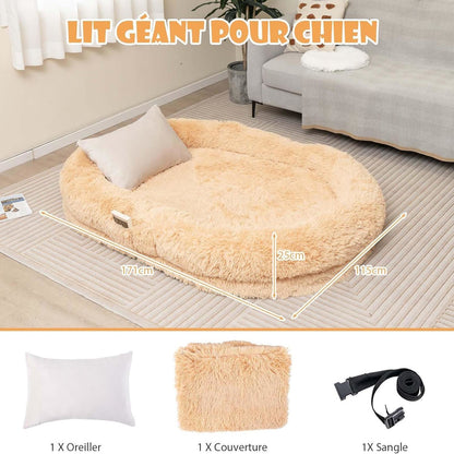 Mensendekbed – Menselijk Huisdierbed – Groot Hondenbed – Comfortabel Dierenbed – Zacht Ligbed – Extra Groot Formaat – Knusse Warme Deken en Kussen