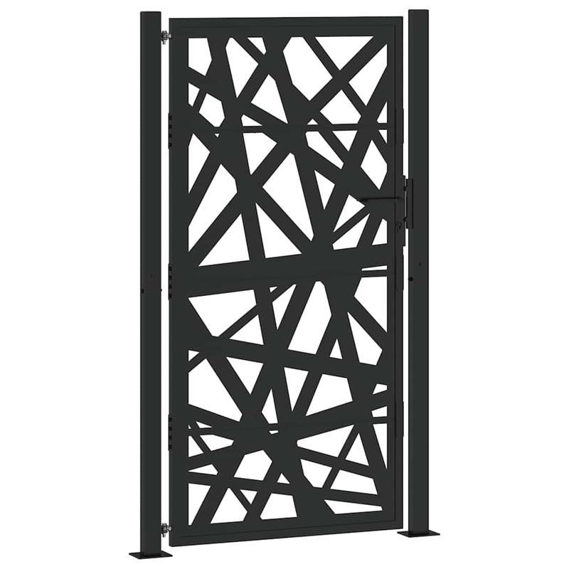 Poort – Tuinpoort – Toegangspoort – Gaaspalenz – Slagpoort – Zwart Stalen Poort – Ingebouwde Verlichting – 105x180 cm
