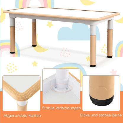 Kinder Tafel – Kindertafel – Speeltafel – Tafel Met Stoelen – Kinderstoel Set – Verstelbare Hoogte – Groot Graffiti Tafelblad 120x60 cm – Natuurlijk Houtkleur