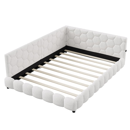 Woolen Sofa Bed – Dagbed – Slaapbank – Bedbank – Logeerbed – 140x200 cm – Wolstof Met Lattenbodem – Wit