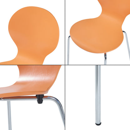 Eetkamerstoel – Stoel – Kuipstoel – Stoelset – Barkruk – Stapelbaar – Berkenhout Met Metalen Poot – Zithoogte 46 cm – Set Van 4