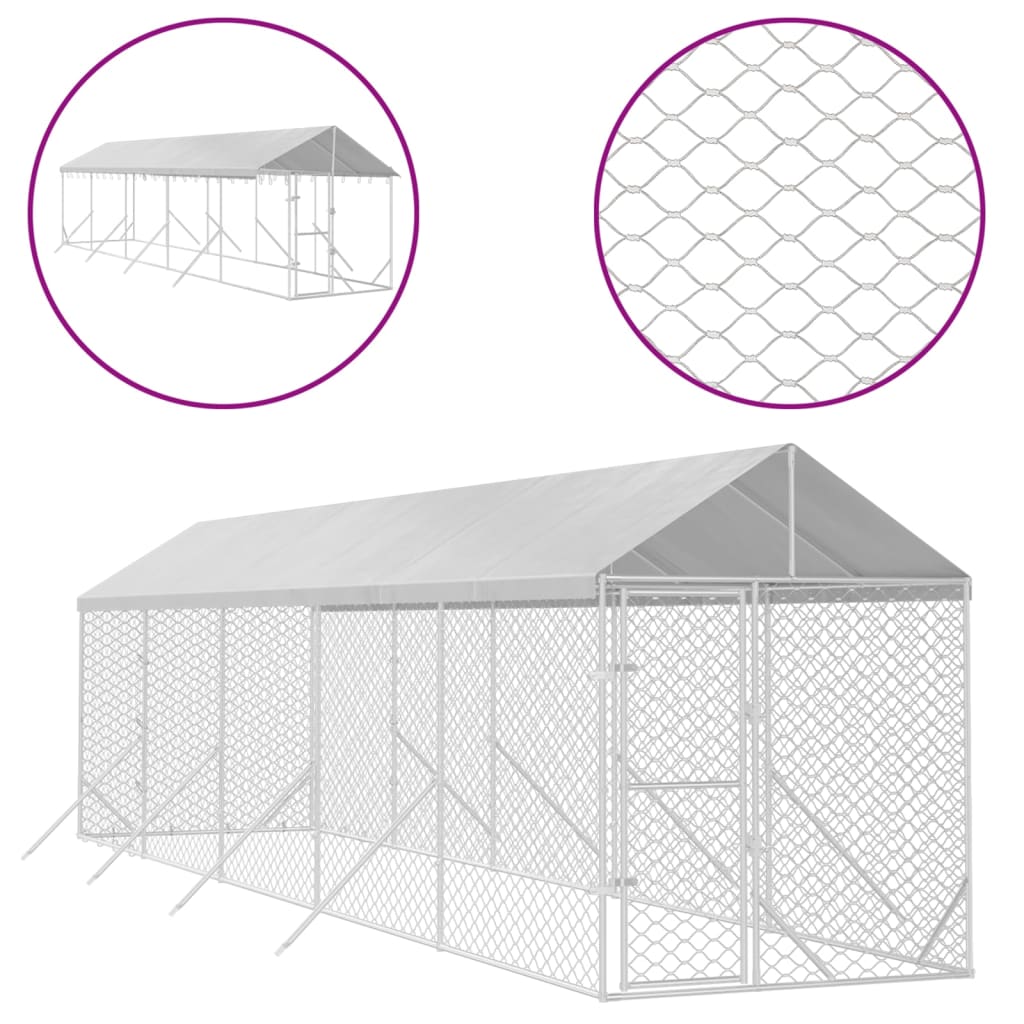 Buitenren Hondenren Dierenren Hondenhok Kippenren – 2x10x2,5 Meter – Gegalvaniseerd Staal & Waterdicht Dak