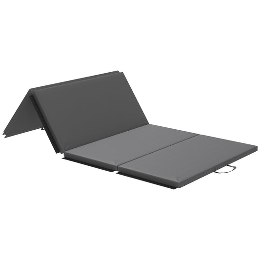 Gymmat – Fitnessmat – Sportmat – Yogamat – Oefenmat – 180x80x5 cm – Dikte 5 cm Hoogwaardig EPE Schuim – Opvouwbaar Met Handgreep – Grijs
