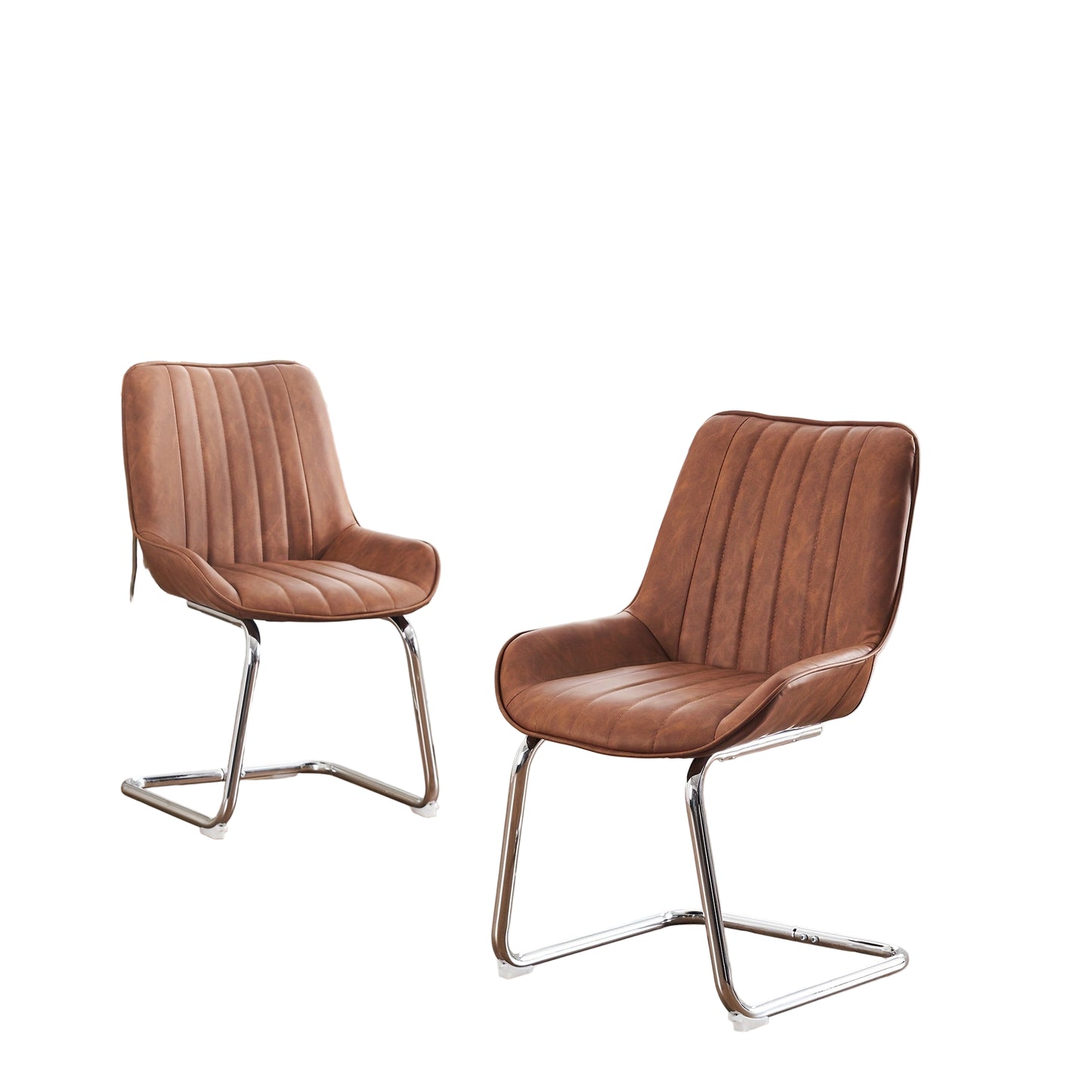 Kuipstoel – Eetkamerstoel – Stoel – Keukenstoel – Woonkamerstoel – Kunstleer – Met Metalen Frame – Set van 2