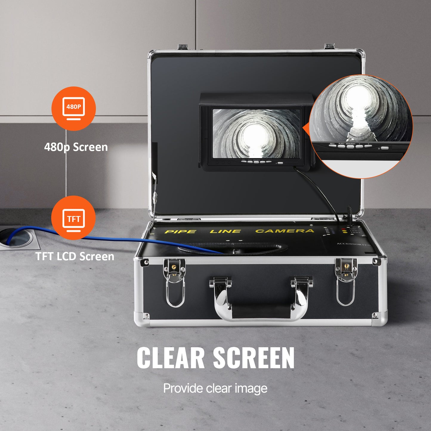 Rioleringscamera – Pijpinspectiecamera – Inspectiecamera – Rioolcamera – Endoscoop – 7 Inch LCD Scherm – 30 Meter Semi-Starre Kabel