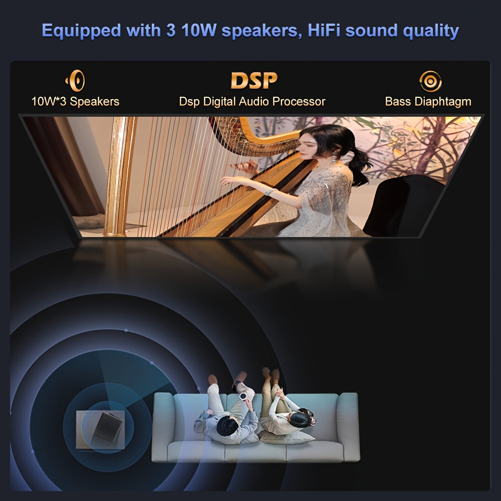 Projector – Beamer – Mini Beamer – Thuisbioscoop – Smart Projector – 3000 ANSI Lumen Helderheid – Android 12 Wifi & Bluetooth Draadloos